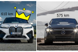 Reichweiten-Test: BMW iX überflügelt Mercedes EQS: Statt 784-WLTP-km schafft der EQS 450+ im Test nur 575 km