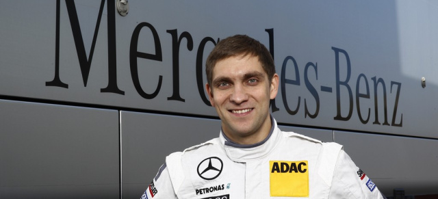 F1-Pilot Vitaly Petrov als Mercedes-AMG-Testfahrer: Erster russischer Formel 1-Fahrer Vitaly Petrov testet DTM Mercedes AMG C-Coupé in Portimao, Portugal