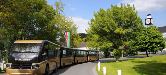 Warsteiner Brauerei- Besucherbahn mit Stern: Gewinnspiel - Warsteiner Brauerei Bahn auf Basis des Mercedes-Benz Atego 