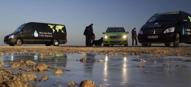 Mercedes World Drive: B-Klasse F-CELL sind auf ihrer globalen Tour in guter Begleitung : Mercedes-Benz Sprinter und Viano unterstützen B-Klasse F-CELL