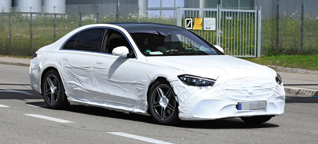 Mercedes-Benz S-Klasse Spyshot: Neue S-Klasse W223 mit ungetarnten Scheinwerfern und Hecklampen erwischt