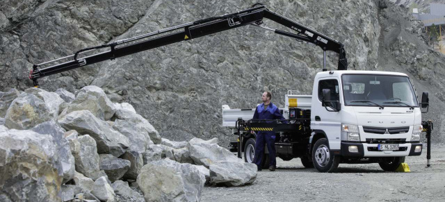 Fuso Canter on the rocks: Fuso Canter präsentiert sich auf auf Stone+Tec 2015 als Partner für die Natursteinbranch