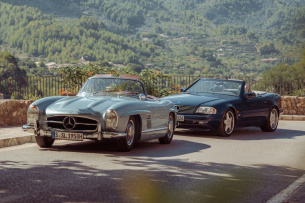 Sonniger Sternen-Kult: Mercedes SL 600 trifft 300 SL Roadster