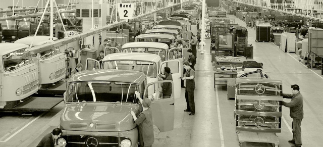 Vor 50 Jahren: Das Mercedes-Benz LKW-Werk Wörth nimmt den Betrieb auf: Jährlich entstehen in Wörth mehr als 100.000 Fahrzeuge