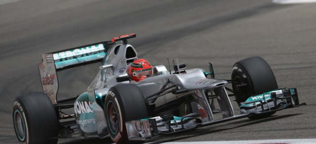 F1 Bahrain: Silberpfeile nehmen Punkte mit: MERCEDES AMG PETRONAS Fahrer belegten beim 5. Formel 1 Rennen der Saison 2012 die Positionen fünf und zehn