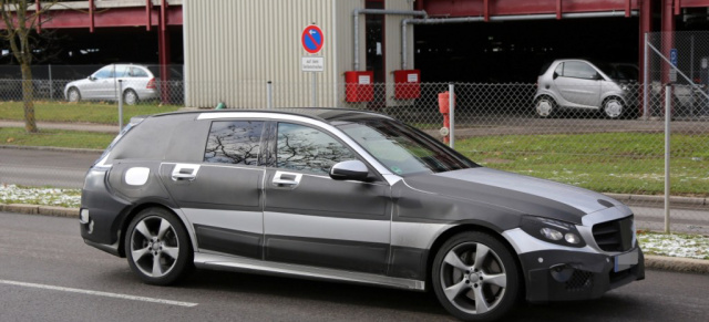 Wieder erwischt: 2015 Mercedes Benz C-Klasse T-Modell: Unser Erlkönig-Fotograf bekam den S205 wieder vor die Linse