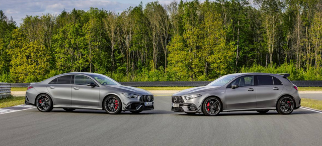 Mercedes-AMG-Premiere: Doppeltes Flottchen mit bis zu 421 PS: Doppelter Kraftakt: Vorhang auf für die neuen Mercedes-AMG A 45 und CLA 45